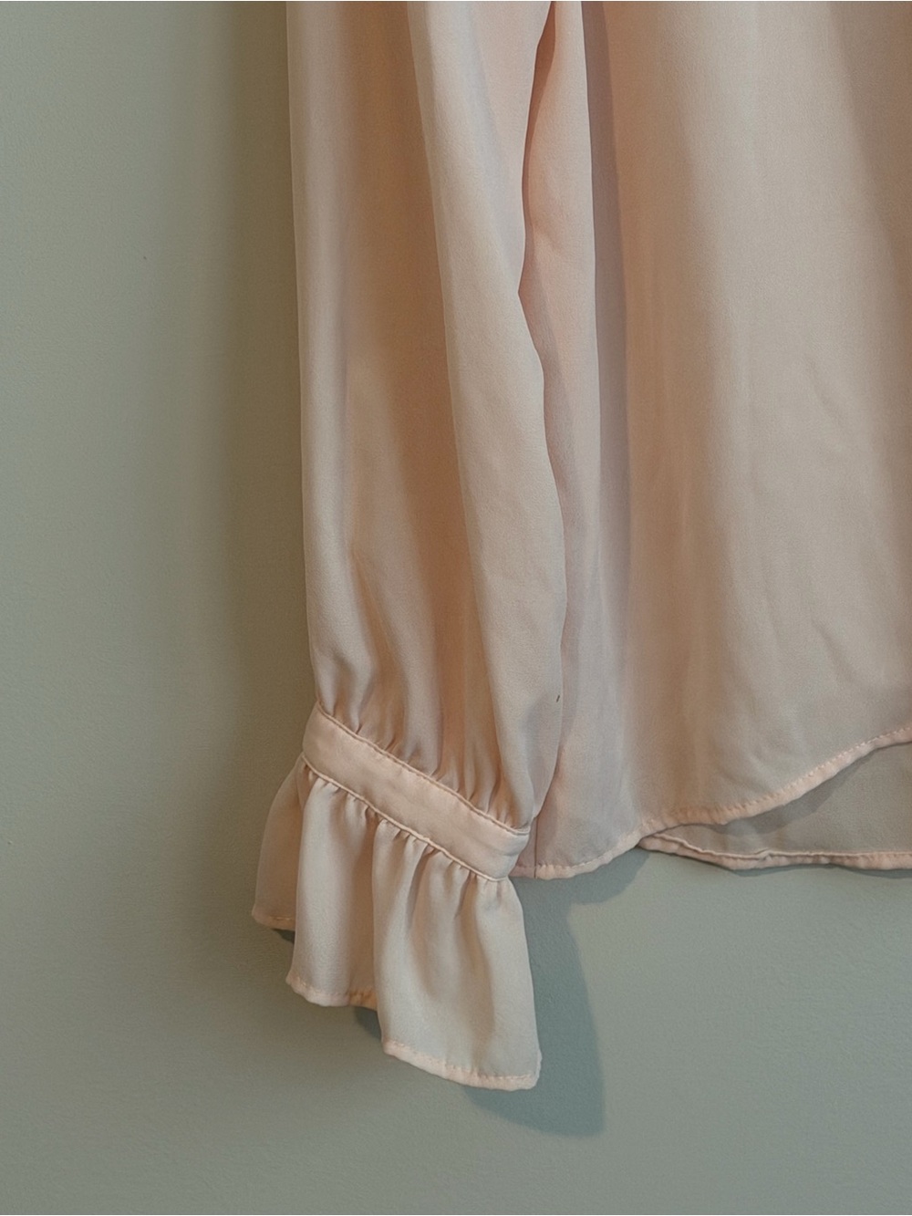 Zara Ruffled Collared Shirt Chalk Pink Button Up Blouse Size Small - Picture 5 of 9